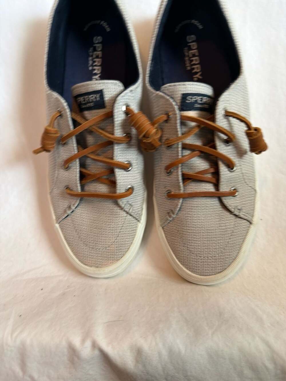 Women's Sperry Size 8Stone Colored Canvas Slip On Shoes
